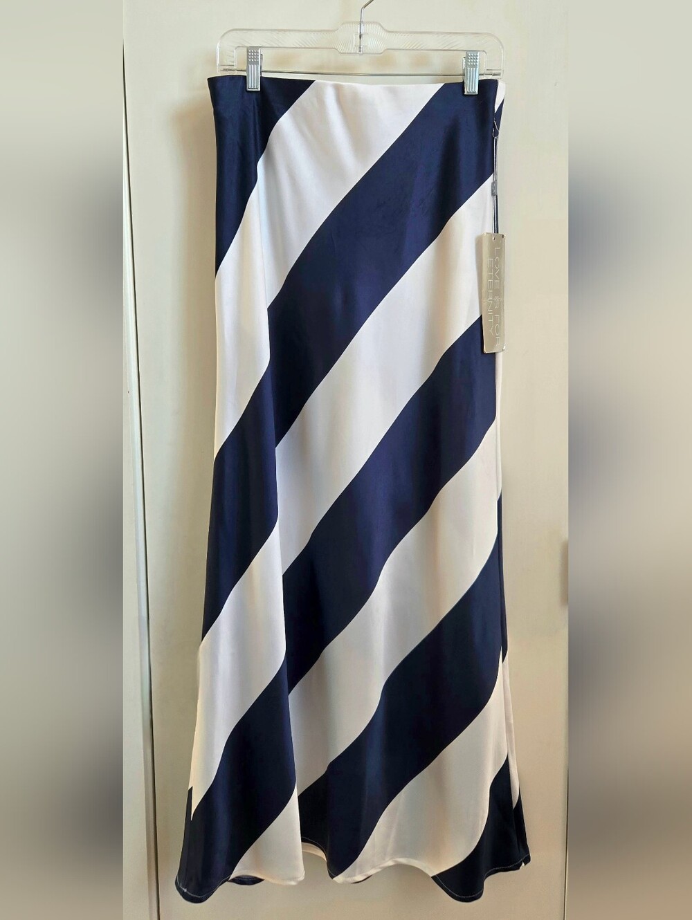 New Striped Navy and White Maxi Skirt